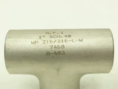 AFI Flowline 1" Butt Weld Tee SCH 40 316L Stainless Steel  Lot of 7