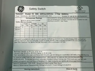New | in-Stock GENERAL ELECTRIC THN3221 Disconnects Ohio US | HGR 24 #1278480