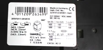 USED SIEMENS 3RV1011-0HA10