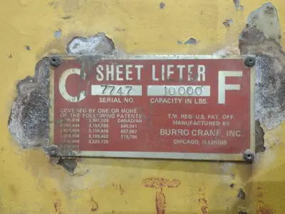 10,000 LBS X 96" CF ADJUSTABLE PLATE & SHEET LIFTER: STOCK #22326