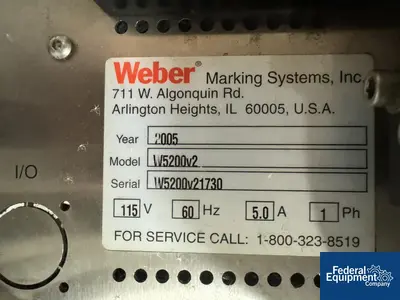 USED Weber Marking Weber Case Labeler, Model W5200v2