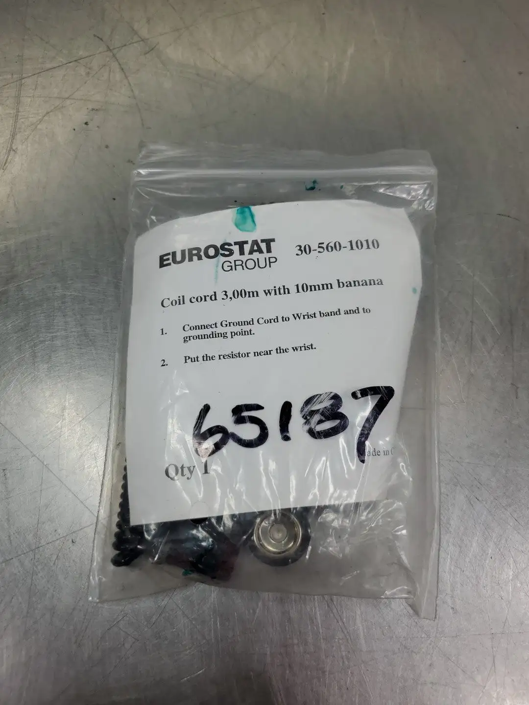EUROSTAR 65187 Grounding Coil Cord w/10mm Banana Connector. 5D-3