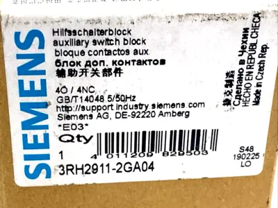 Siemens 3RH2911-2GA04 Auxiliary Switch Block