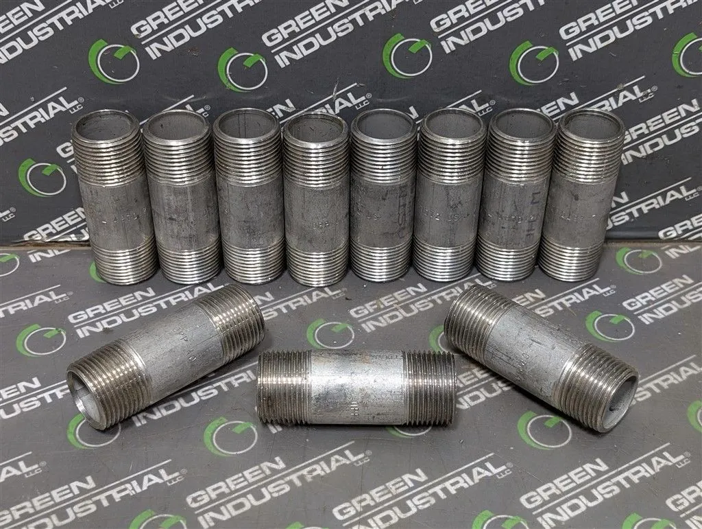 Lot of 11 Quality Pipe Products Schedule 40 304L-487D12 3-1/2" Pipe Nipples Used