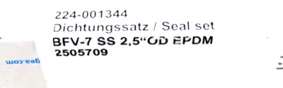 NEW TUCHENHAGEN 224-001344 SEAL SET BFV-7 SS 2,5" OD EPDM 224001344