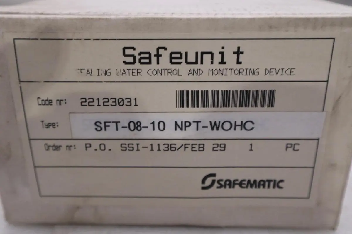 Safematic 22123031 Safeunit Sf-08-10 Seal Water Control - STOCK GF201A