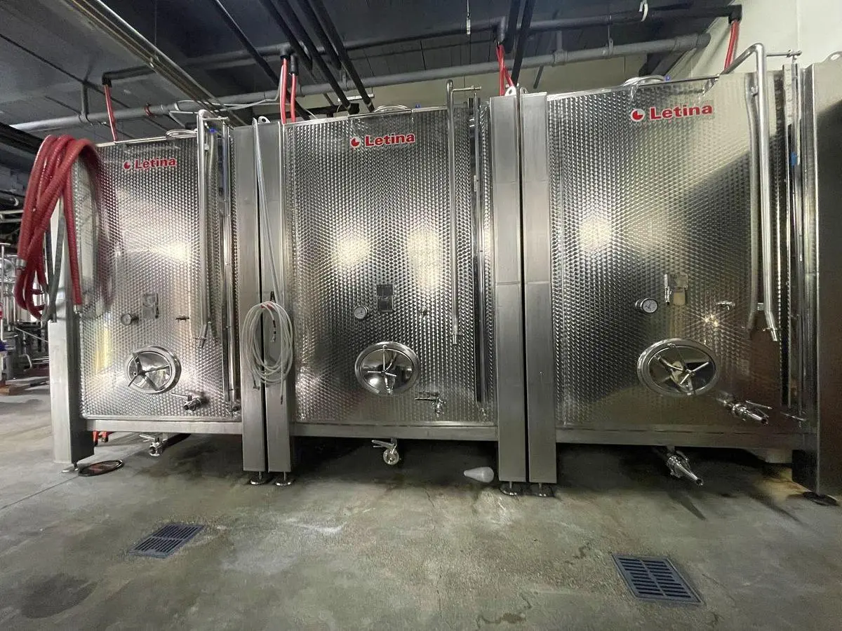 Used Letina 12,150L / 3210 Gallon storage/ fermenters - square tanks with jackets