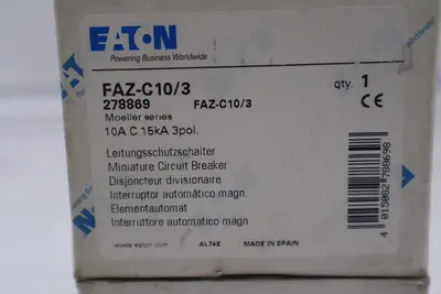 Eaton FAZ-C10/3 Circuit Breaker Part Moeller Series  #K-2208