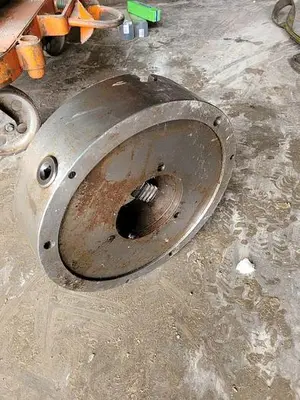 Large 15'' Diameter Flat Mounted Lathe Chuck w/5 1/4'' Thru Hole, 4'' Thick