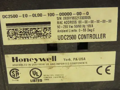Honeywell DC2500-E0-0L00-100-00000-00-0 UDC2500 Temperature Controller Module