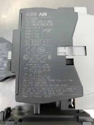 ABB A263010 AC Contactor w/TA25 DU & CA510 Auxiliary Contactor. 4A43.1