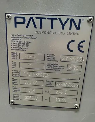 Used PATTYN ZIM-A Bag in Box - Bag Inserters Pennsylvania US | Global Equipment International, LLC #904136