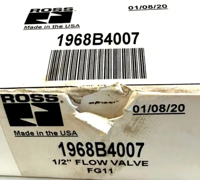 NEW ROSS CONTROLS 1968B4007 1/2" FLOW VALVE