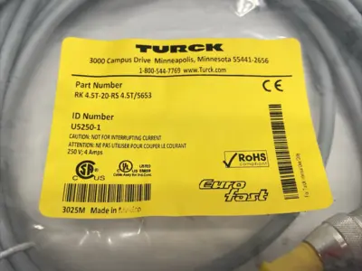 NEW TURCK EUROFAST DOUBLE ENDED CONNECTION CABLE U5250-1