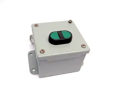 USED HOFFMAN ENCLOSURE 1 HOLES CUT/ CONTACT BLOCK/ CAPACITOR