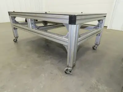 3/16" Steel Top Aluminum Table Work Cart 80/20 Extrusion T Slot 39x23" Lot of 2