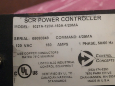 USED CONTROL CONCEPTS 1027A