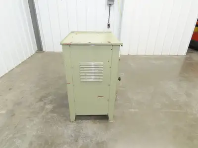 Vintage MCM Olive Green Industrial Metal Cabinet  Side Vents Single Door