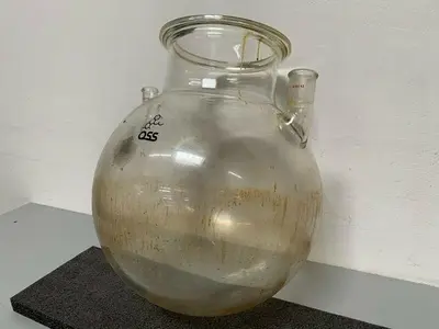 USED OSS LABORATORY COLLECTION FLASK W/ TOP GLASS CAP