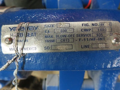 Yarway 2" 600# Globe Valve model 5627B Unused Condition
