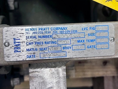 6" Henry Pratt Co. Stainless Steel Knife Gate Valve Air Operated New Storeroom Spare