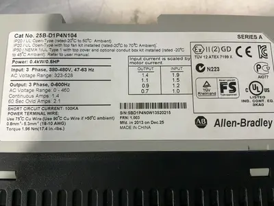 Used 2013 ALLENBRADLEY 25BD1P4N104 Variable Speed Drives Ohio US | HGR 24 #1506974