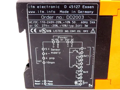 USED IFM ELECTRONIC DD2003 POWER SUPPLY MONITOR FR-1