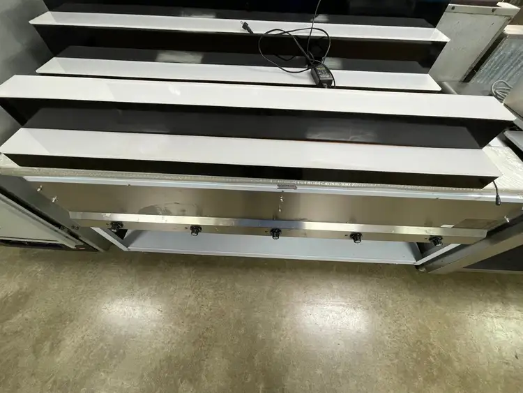 Used Baseline Used LED Baseline 60" 2 Tier LED Lighted Liquor Display Shelf 120V Black Bar Equipment Illinois US | Falcon Restaurant Supply #1376427