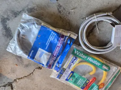 Washing Machine Fill Hose, Water Heater Connector, and Gas Connector Set