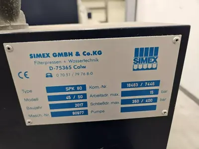 2017 SIMEX SPK80 45/50 Filter Presses | Mohawk Machinery (5)