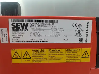 USED SEW EURODRIVE MC07B0015-5A3-4-0 Movitrac VFD 2HP Variable Frequency Drive