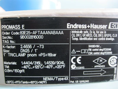 USED Endress Hauser 83E25-AFTAAANABAAA
