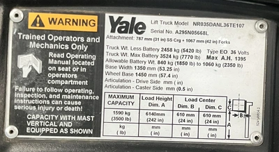 USED 2013 YALE NR035DANL36TE107