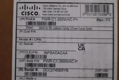 CISCO PWR-C1-350WAC-P Power Supply - NEW SEALED - STOCK GF216 889728133562
