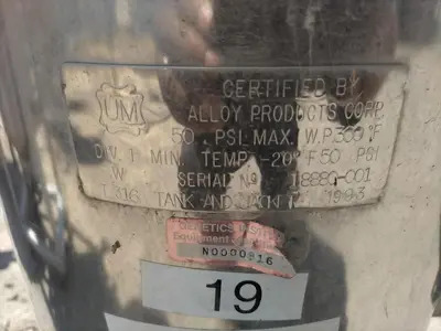 Tank, 10 Gallon, Stainless Steel, Jacketed, Alloy Products, #5991482