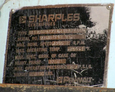 (2) Sharples T-1300 perforate basket centrifuges, 316SS.