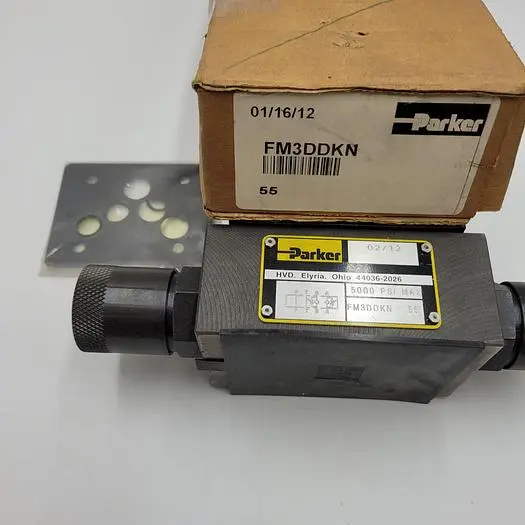 New | in-Stock PARKER PARKER FLOW CONTROL VALVE: 20.1 GPM FLOW RATE - MAX, 5,000 PSI MAX PRESSURE, FM3DDKN IN ORIGINAL BOX Pump & Valve Parts | ND Industrial Surplus #1217416
