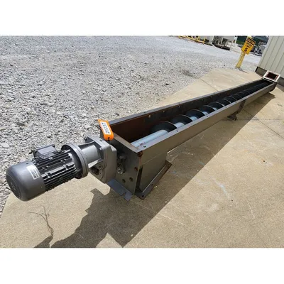 Used CI Conveyors Inc 11" Dia. X 20'-9"L Mild Steel Industrial Screw Auger 3HP