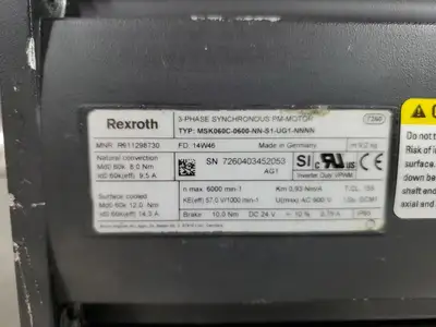 USED Rexroth MSK060C-0600-NN-S1-UG1-NNNN 3-Phase Synchronous PM-Motor