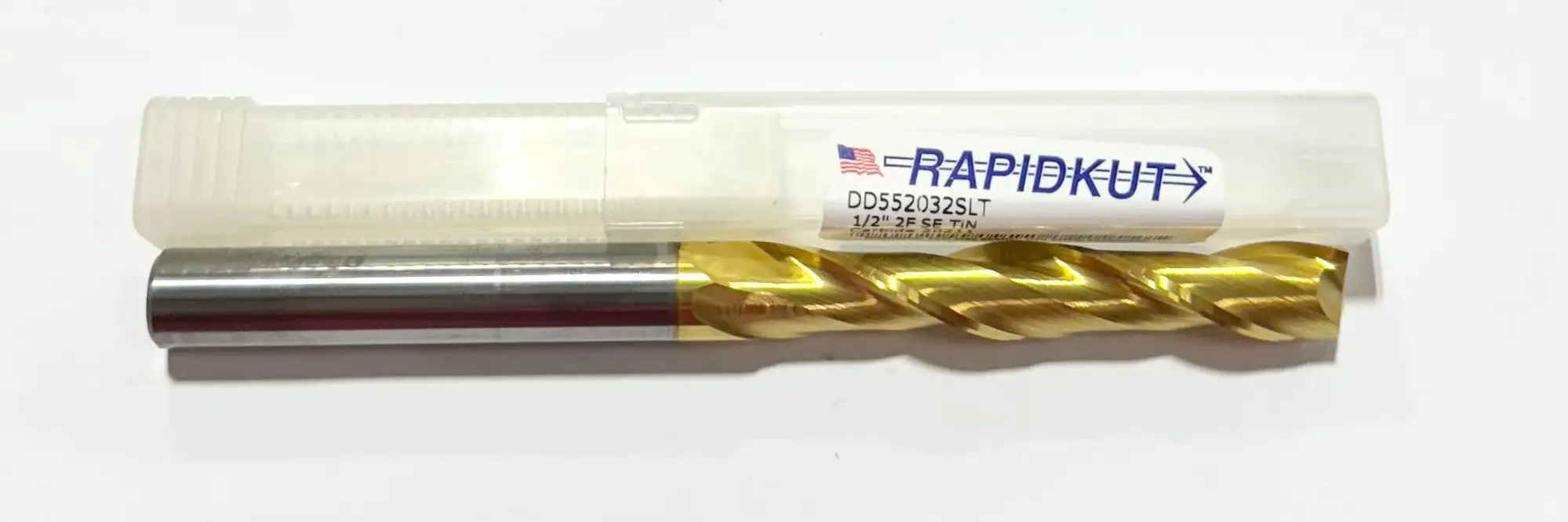 RapidKut 1/2" Carbide End Mill Extra Long 2 Flute Tin Coated USA Made