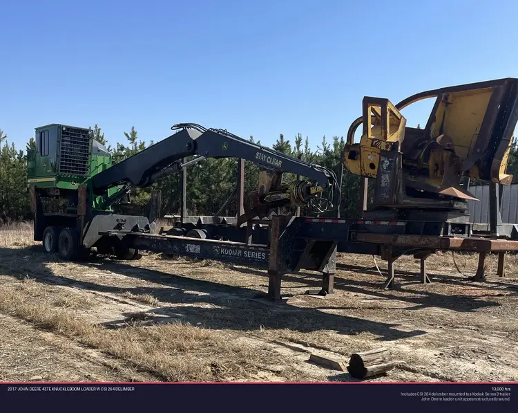 Used 2017 JOHN DEERE 437E KNUCKLEBOOM LOADER W CSI 264 DELIMBER Log Loader Louisiana US | Proxy Equipment #1385172