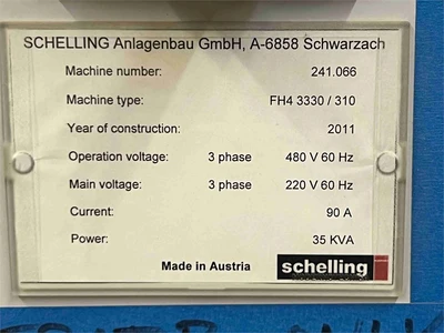 Used 2011 SCHELLING FH4 3330/310 Single-Line Beam Saws California US | MachineryMax #1384836