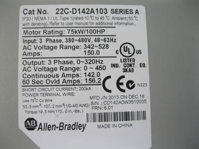 USED Allen Bradley 22C-D142A103