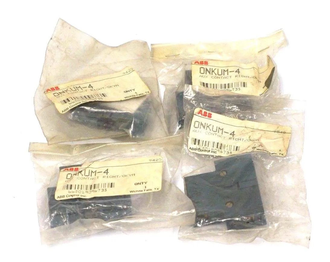 LOT OF 4 NEW ABB ONKUM-4 AUXILIARY CONTACTS RIGHT ONKUM4