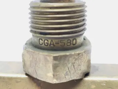 CGA-580 | Unbranded  Brass Cylinder Adapter w/ Valve DAMAGED - Used
