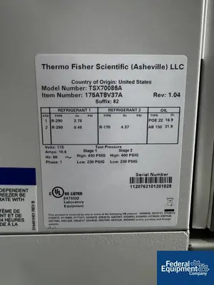 Thermo Fisher Scientific Thermo Fisher Scientific ULT Freezer, Model TSX70086A