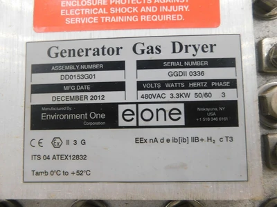 Used Environment One DD0153G01 Dehumidify Desiccant Dryers Ohio US | Equipment Recovery Corp. #1331640