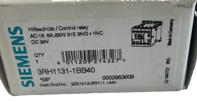 NEW SIEMENS 3RH1131-1BB40 CONTROL RELAY 3RH11311BB40