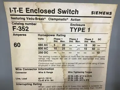 USED SIEMENS F352