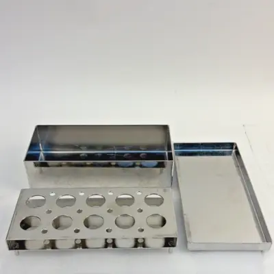 Stainless Steel Sterilizer Freezer Box 8x4x2" with 10-Hole Test Tube Rack